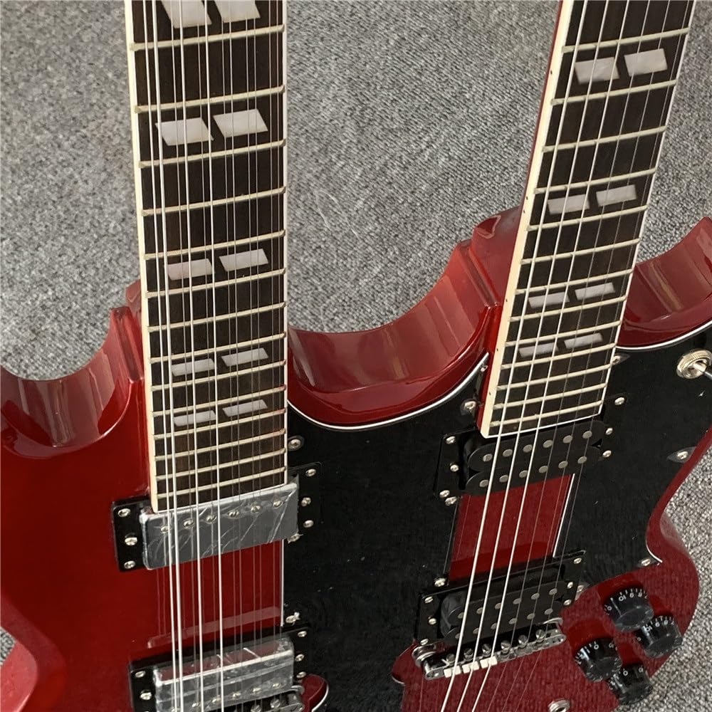 Custom Aged Wine-Red Double Neck Electric Guitar with 12 & 6